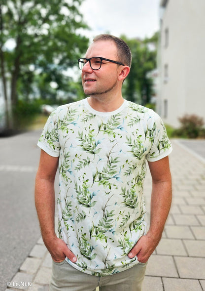 Cotton jersey - eucalyptus branches 200 g/m²