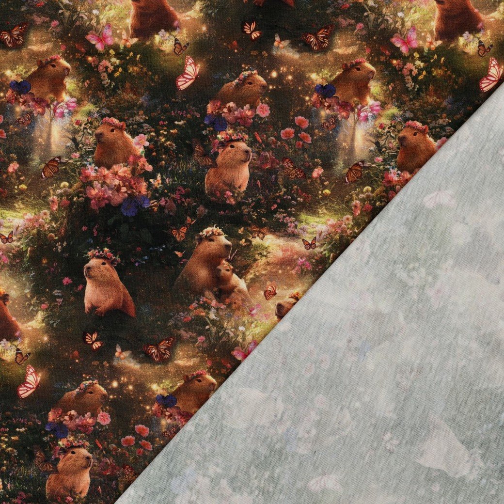 Image with Cotton jersey - capybaras 200 g/m² – available at Šarlotes audumi