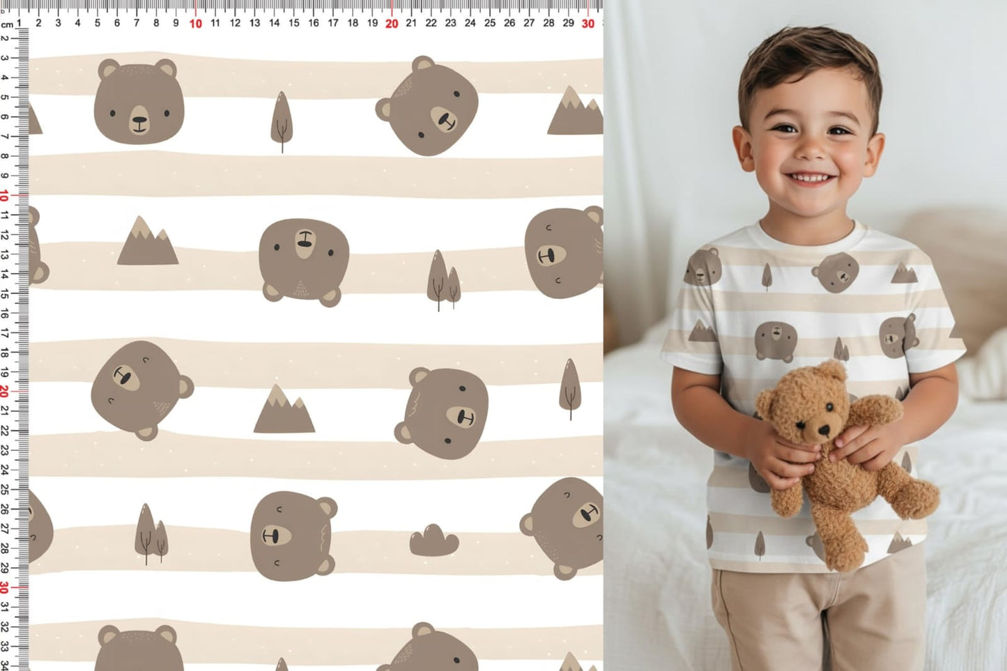 Cotton knit with bears 220 g/m², available from Šarlotes audumi