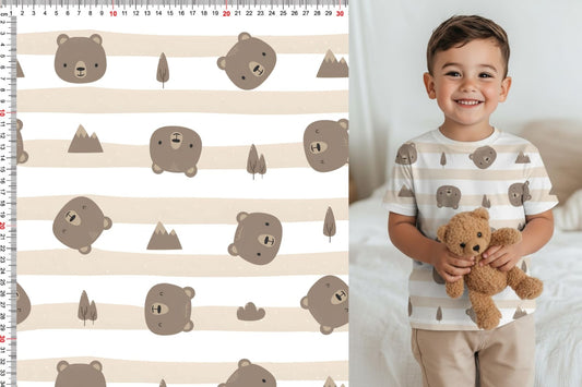 Cotton knit with bears 220 g/m², available from Šarlotes audumi
