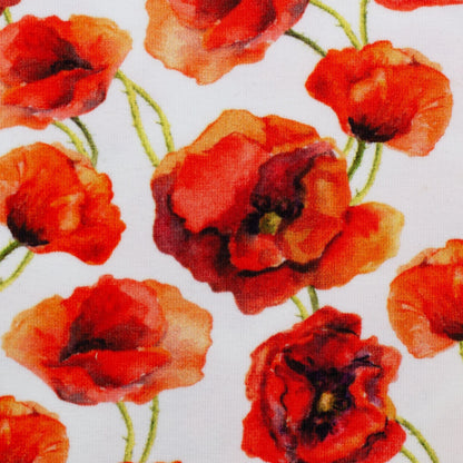 Bild mit Baumwolljersey-Mohnblumen 210 g/m² – online erhältlich bei Šarlotes audumi