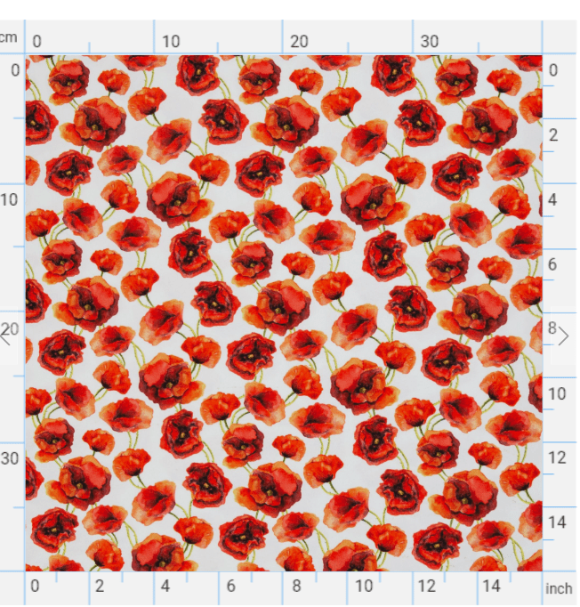 Bild mit Baumwolljersey mit Mohnblumen, 210 g/m² – online erhältlich bei Šarlotes audumi