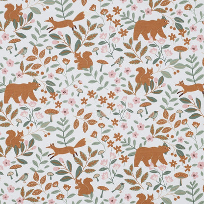 Cotton jersey - forest animals in leaves 200 g/m²