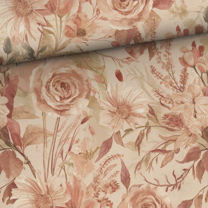 Image of cotton jersey - autumn floral pattern 200 g/m² – available at Šarlotes audumi