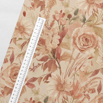 Image of Cotton jersey - autumn flower motif 200 g/m² – available at Šarlotes audumi