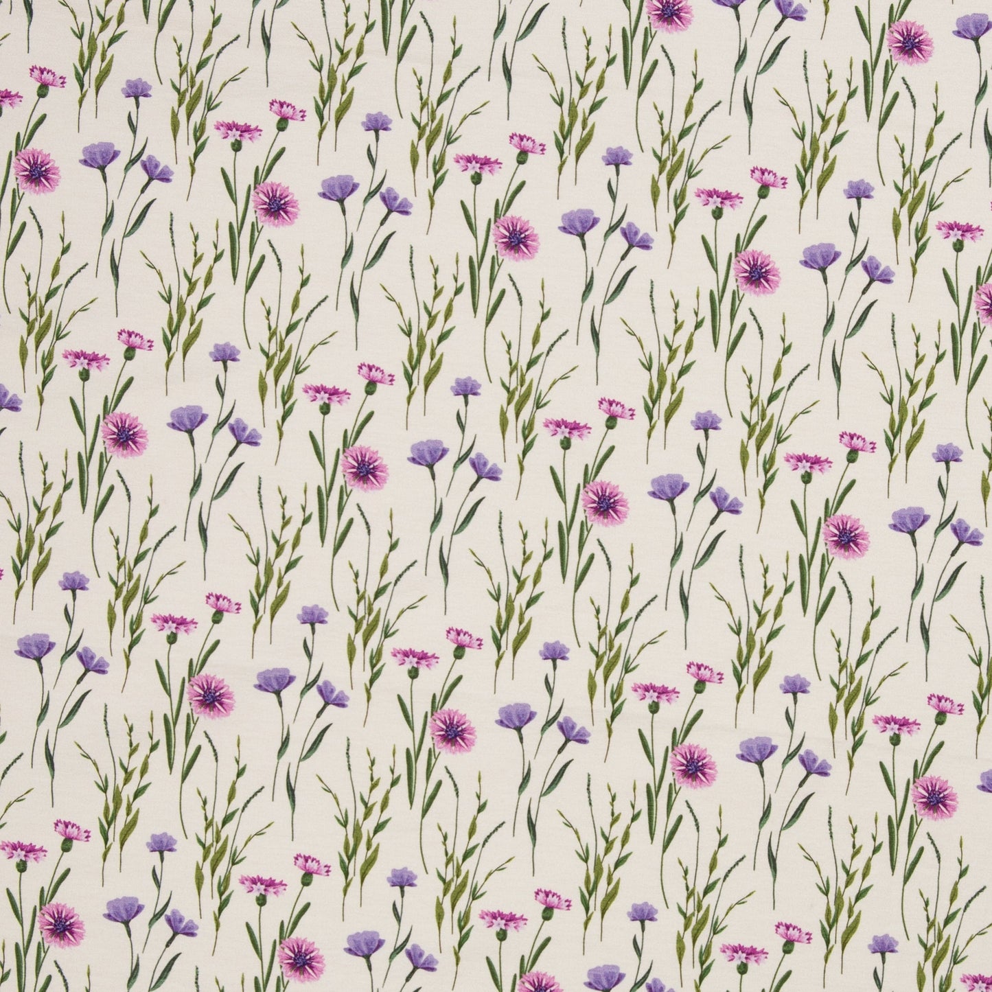 Cotton jersey - cornflowers and bells 200 g/m²