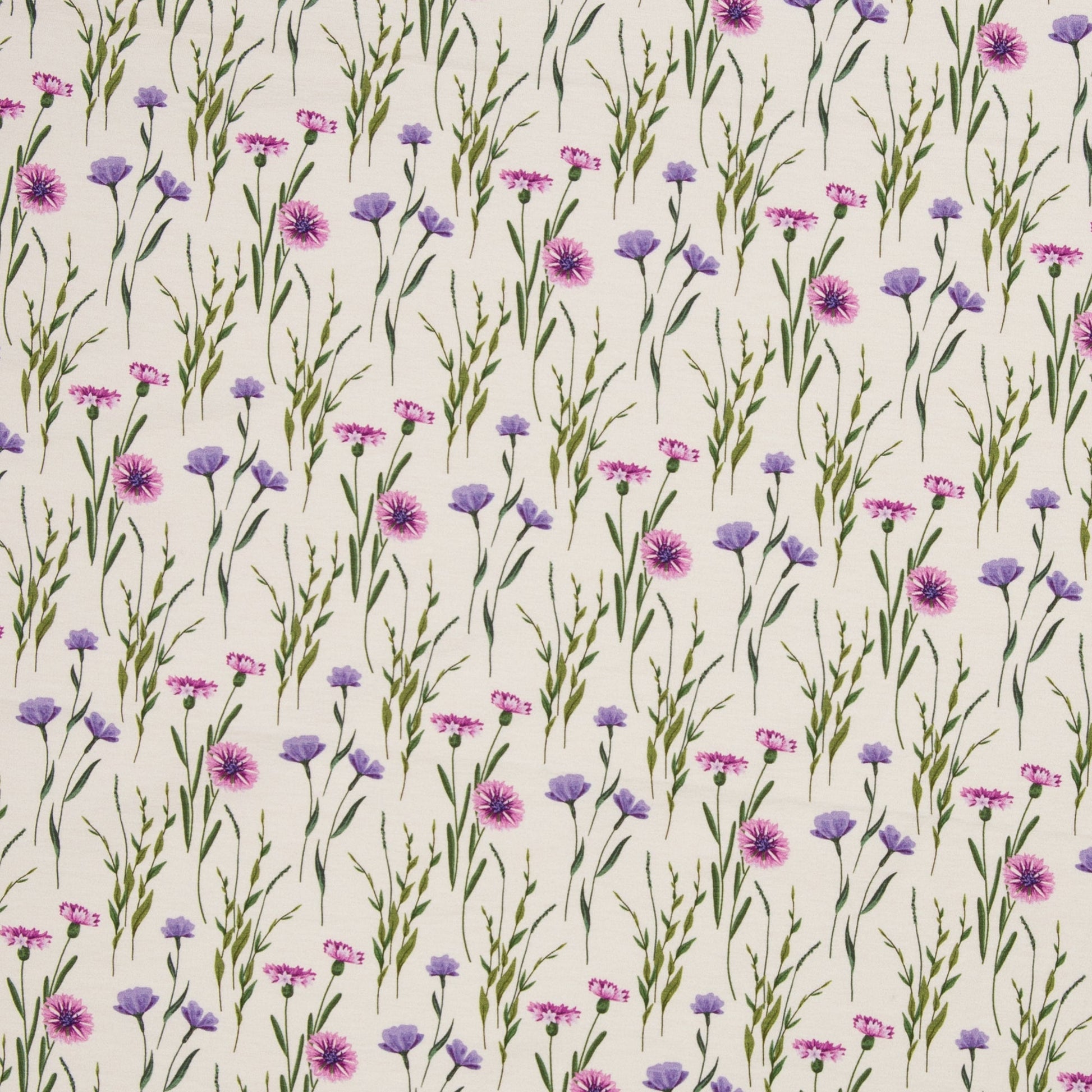 Cotton jersey - cornflowers and bells 200 g/m²