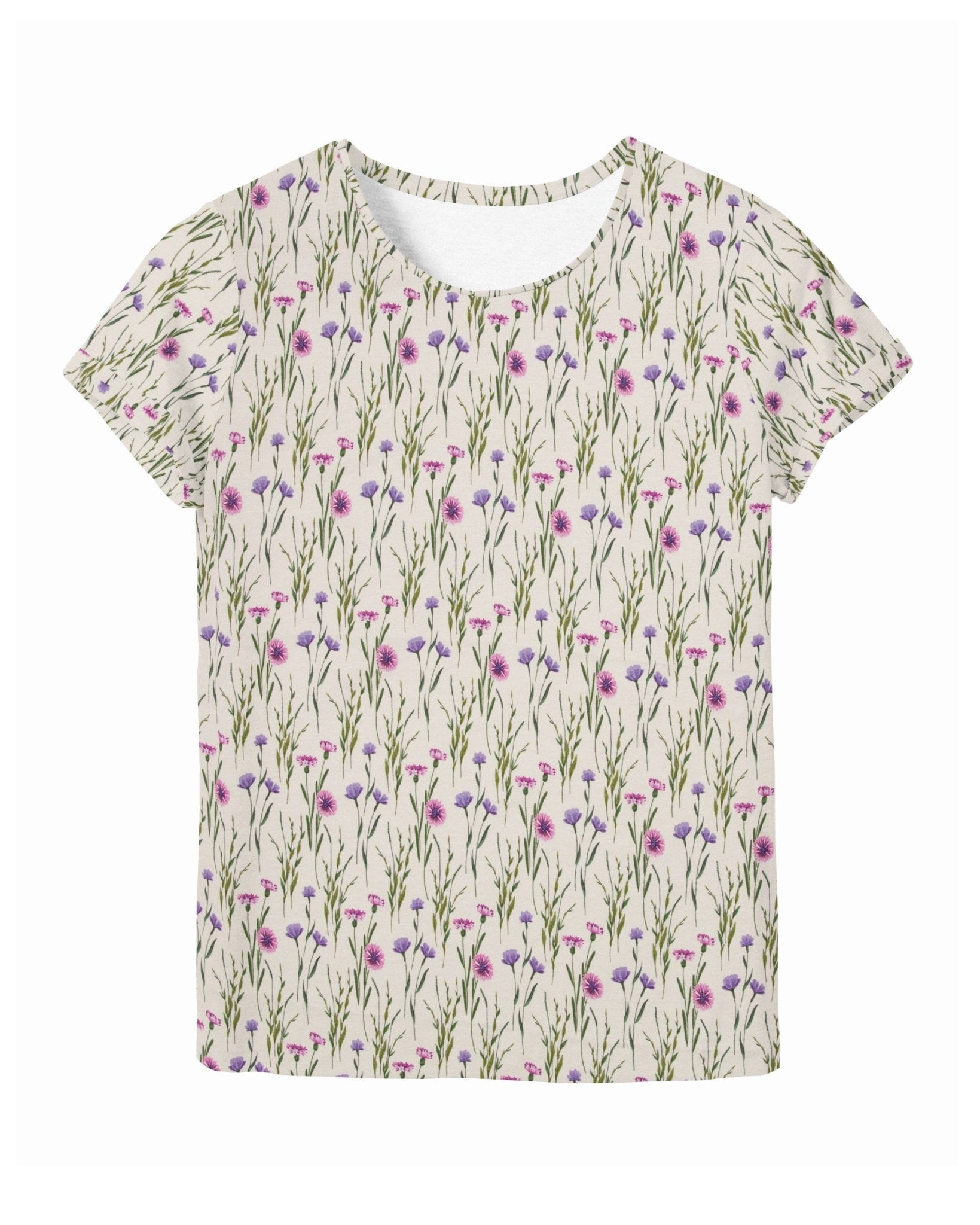 Cotton jersey - cornflowers and bells 200 g/m²