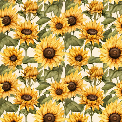 Cotton knit sunflower fabric 220 g/m² available at Šarlotes audumi