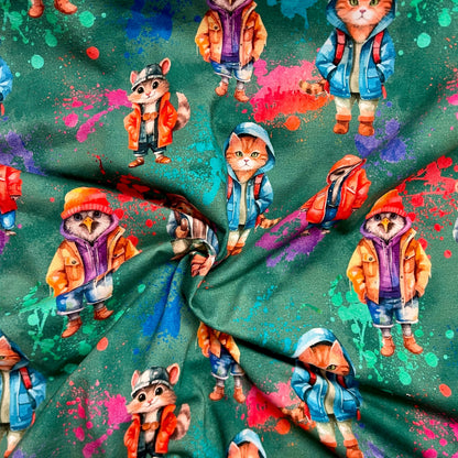 Cotton jersey - stylish animals 200 g/m²