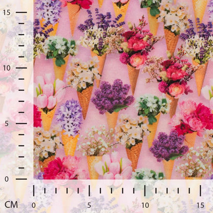 Cotton knit fabric - floral ice creams 200 g/m²
