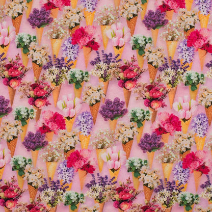 Cotton knit - blooming ice creams 200 g/m²