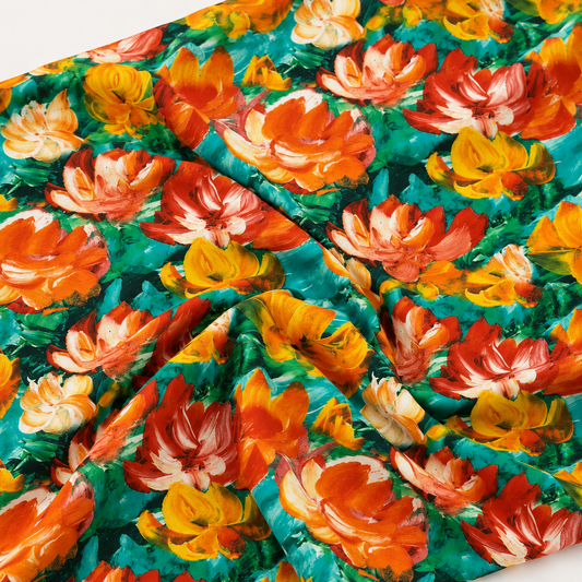 Image of Cotton Jersey - Floral Painting – available online at Charlotte's Fabrics