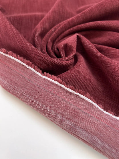 Image of cotton velour fabric with elastane in dark red – Italy – available online at Charlotte's Fabrics