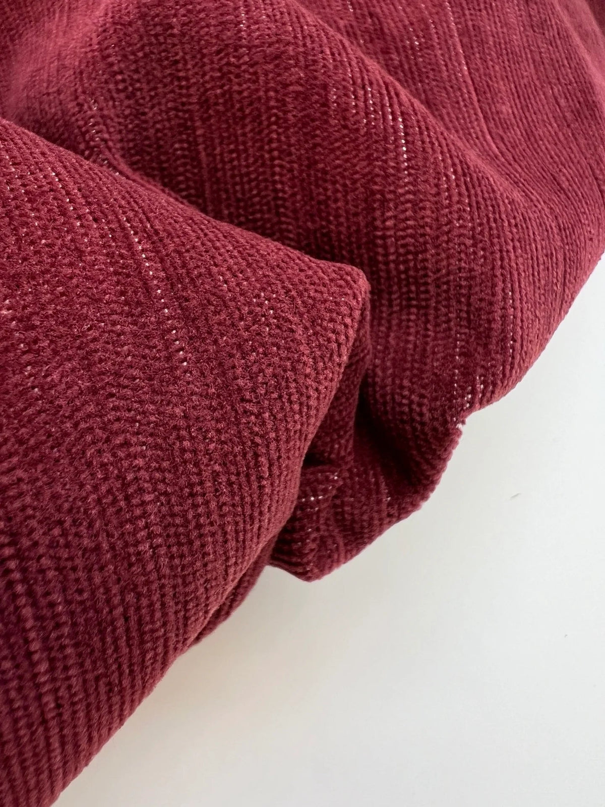 Image of cotton velour fabric with elastane in dark red – Italy – available online at Šarlotes audumi