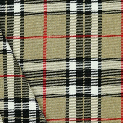 Suiting fabric - beige checked 230 g/m²