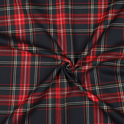 Tissu de costume à carreaux noirs et rouges 230 g/m²