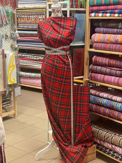 Suiting fabric - red plaid 230 g/m²
