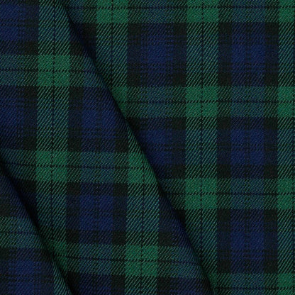 Tissu de costume bleu, à carreaux verts 230 g/m²