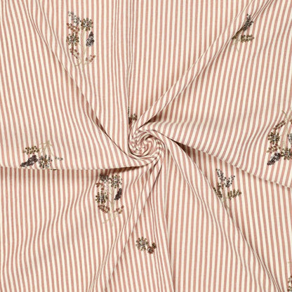 Image of shirt fabric with elastane - striped with embroidered beads 135 g/m² – available at Charlotte's Fabrics