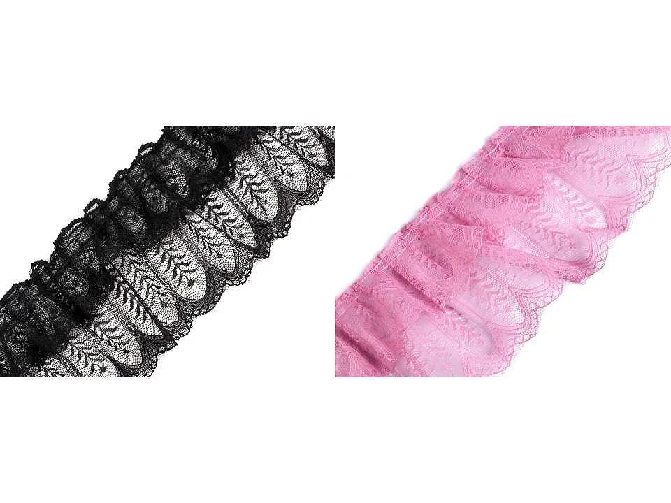 Image du ruban dentelle croquet 85–95 mm - rose – disponible chez Šarlotes audumi