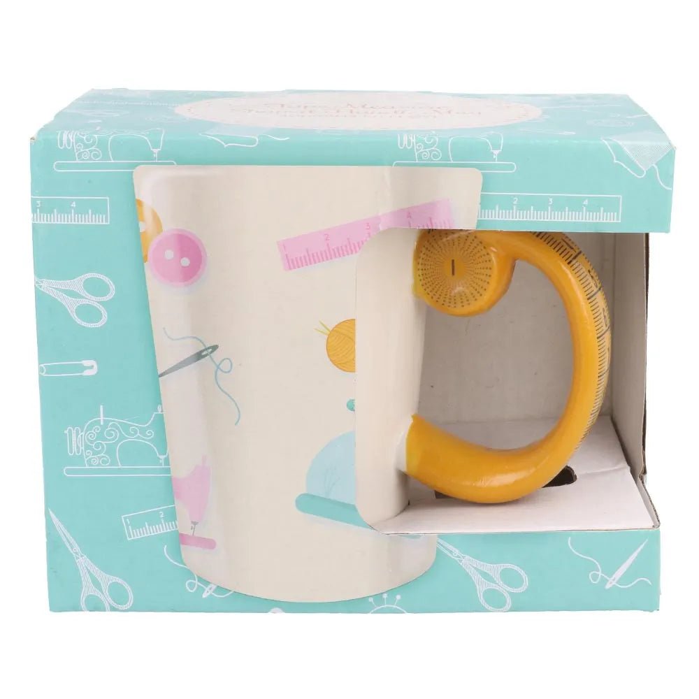 alt
Image of a mug with a tape measure handle, 500 ml, white/orange Sew Tasty – available at Šarlotes audumi
