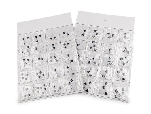 Image of movable plastic googly eyes for gluing – 15mm, 20 pcs – available online at Šarlotes audumi