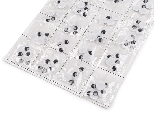 Image of movable plastic googly eyes for gluing – 15mm, 20 pcs – available online at Šarlotes audumi