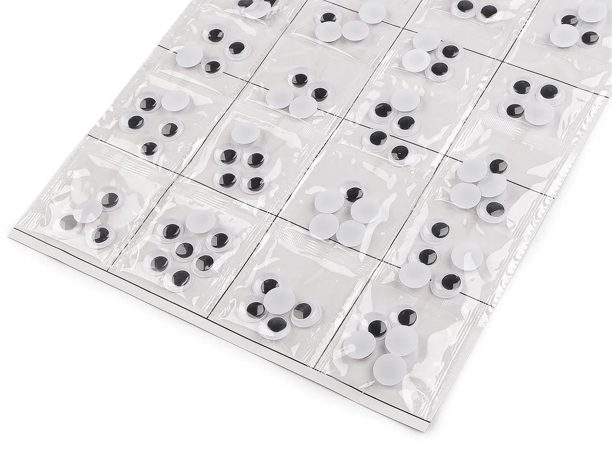 Image of movable plastic googly eyes for gluing – 15mm, 20 pcs – available online at Šarlotes audumi