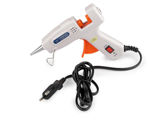 Pictured: 7 mm glue gun with temperature control, 25/45 W, available from the Šarlotes audumi online store.