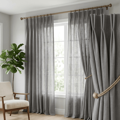 Image du tissu Lina gris pierre 235 g/m² – disponible chez Šarlotes audumi