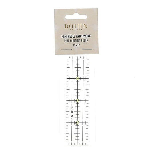 Lineāls ar atzīmēm Bohin Patchwork lineāls 4" × 1" (collas)