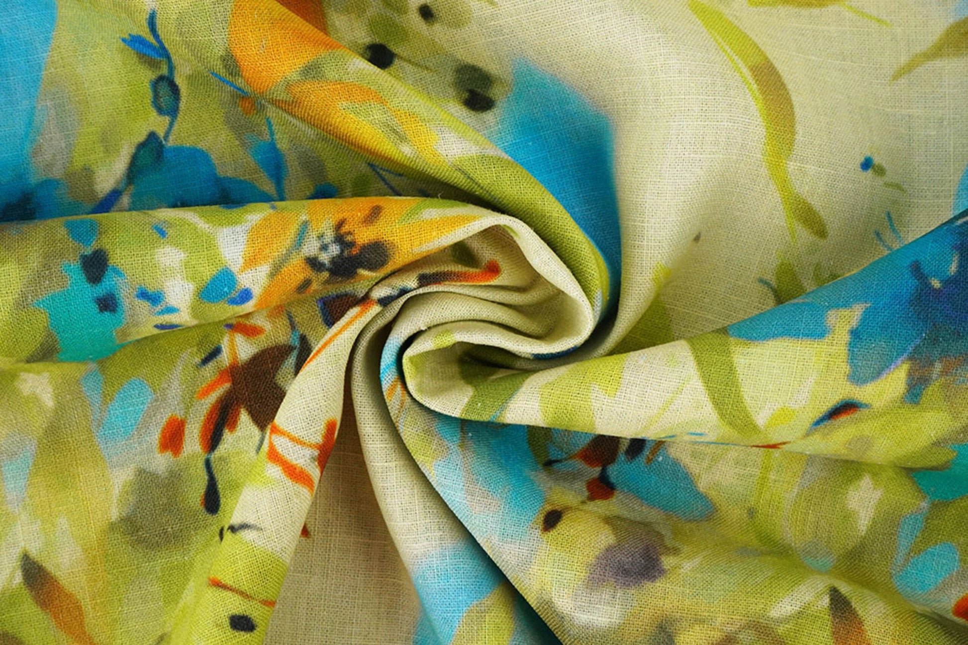 Bild mit Leinen und Baumwolle – Blumenmuster 170 g/m² | leichter, atmungsaktiver Stoff für Kleidung und Zuhause – erhältlich bei Šarlotes audumi