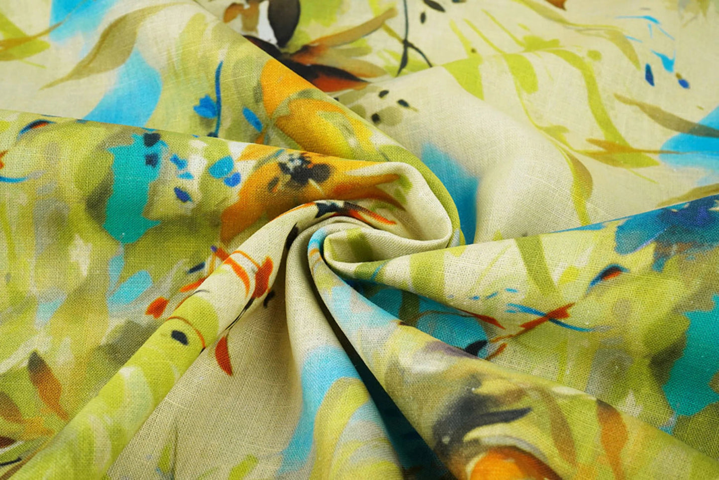 Bild mit Leinen und Baumwolle – Blumenmuster 170 g/m² | leichtes, atmungsaktives Gewebe für Kleidung und Zuhause – erhältlich bei Šarlotes audumi