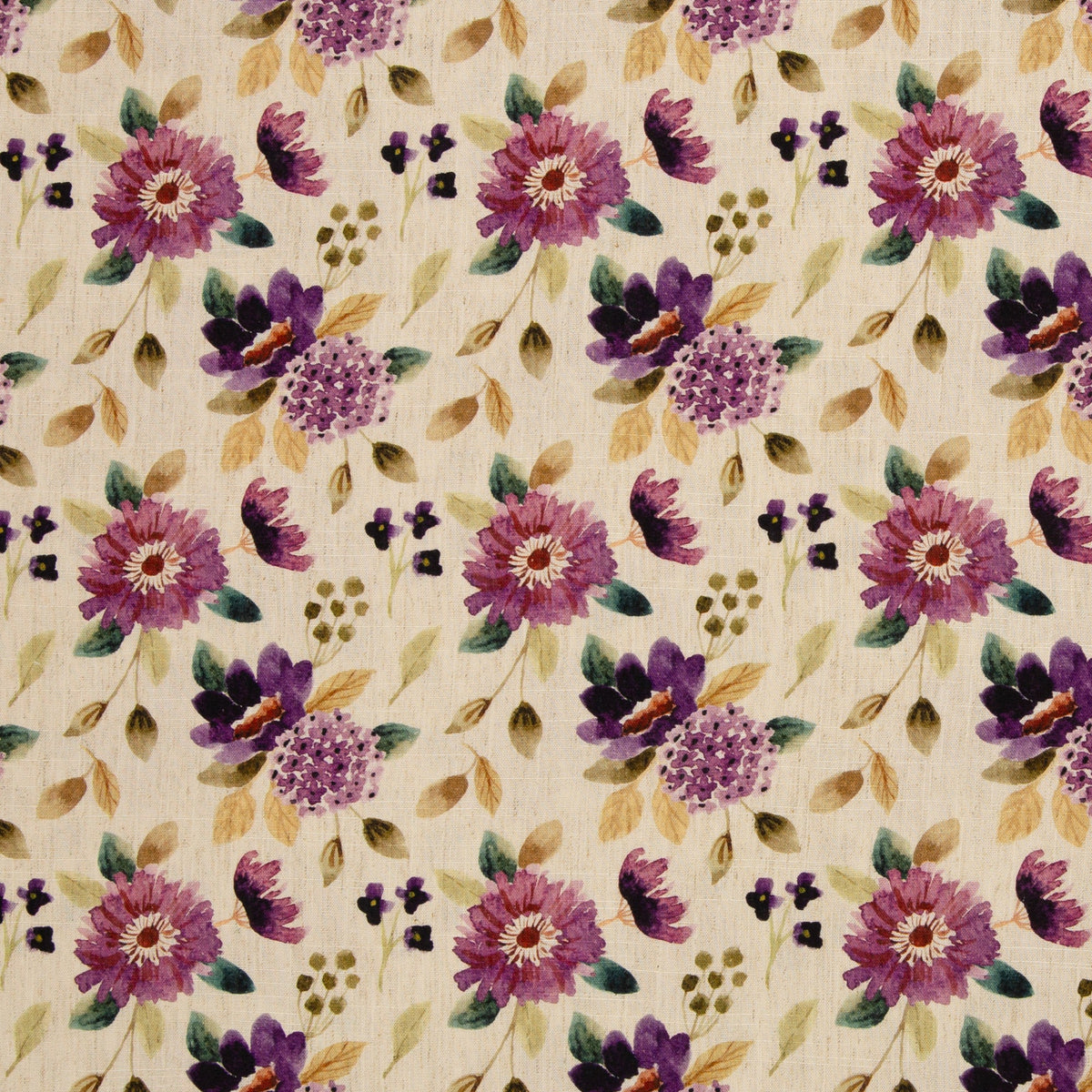 Image of linen with viscose, autumn floral watercolor – available online at Charlotte's Fabrics