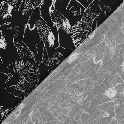Image of linen with viscose - storks 170 g/m² – available at Šarlotes audumi