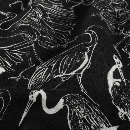 Image with linen and viscose - storks 170 g/m² – available at Šarlotes audumi