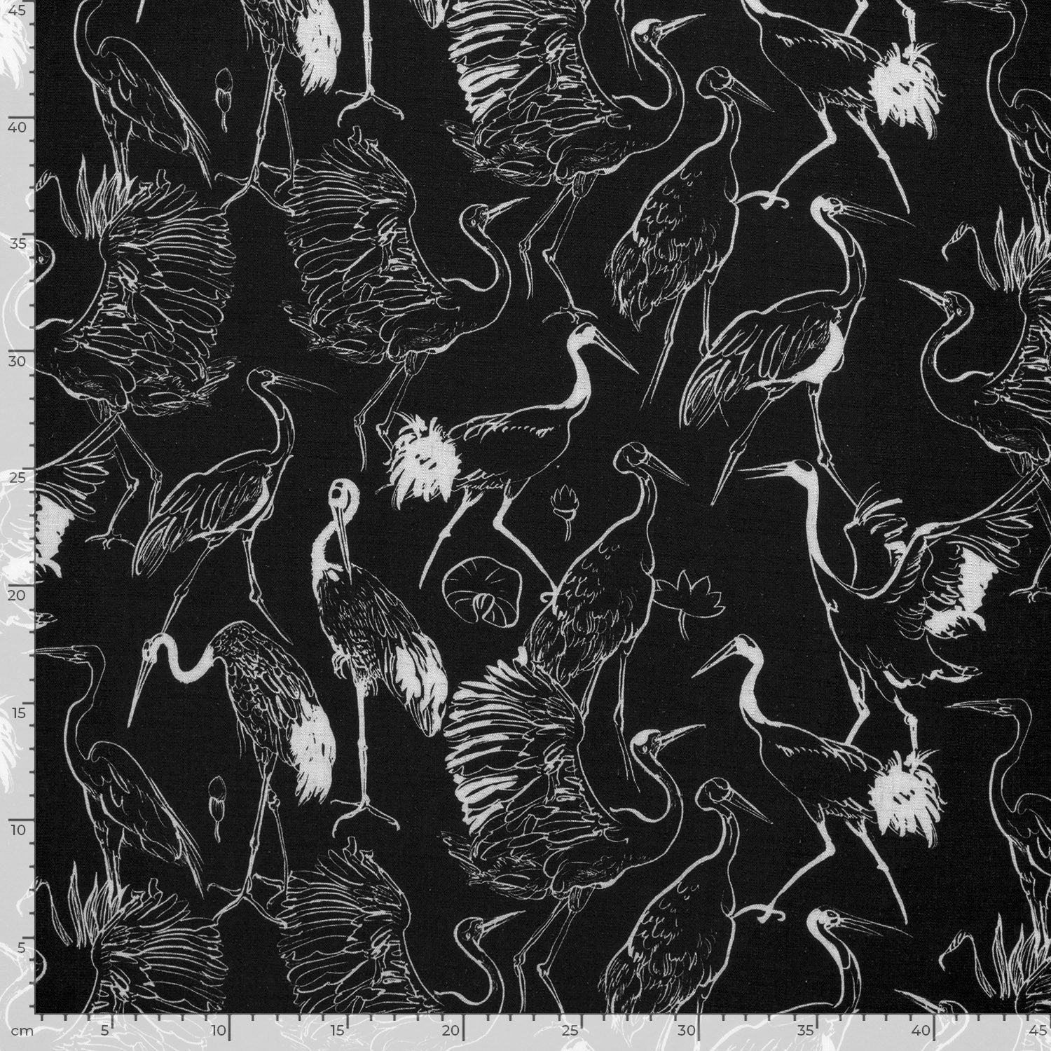 Image of linen with viscose - storks 170 g/m² – available at Charlotte's Fabrics