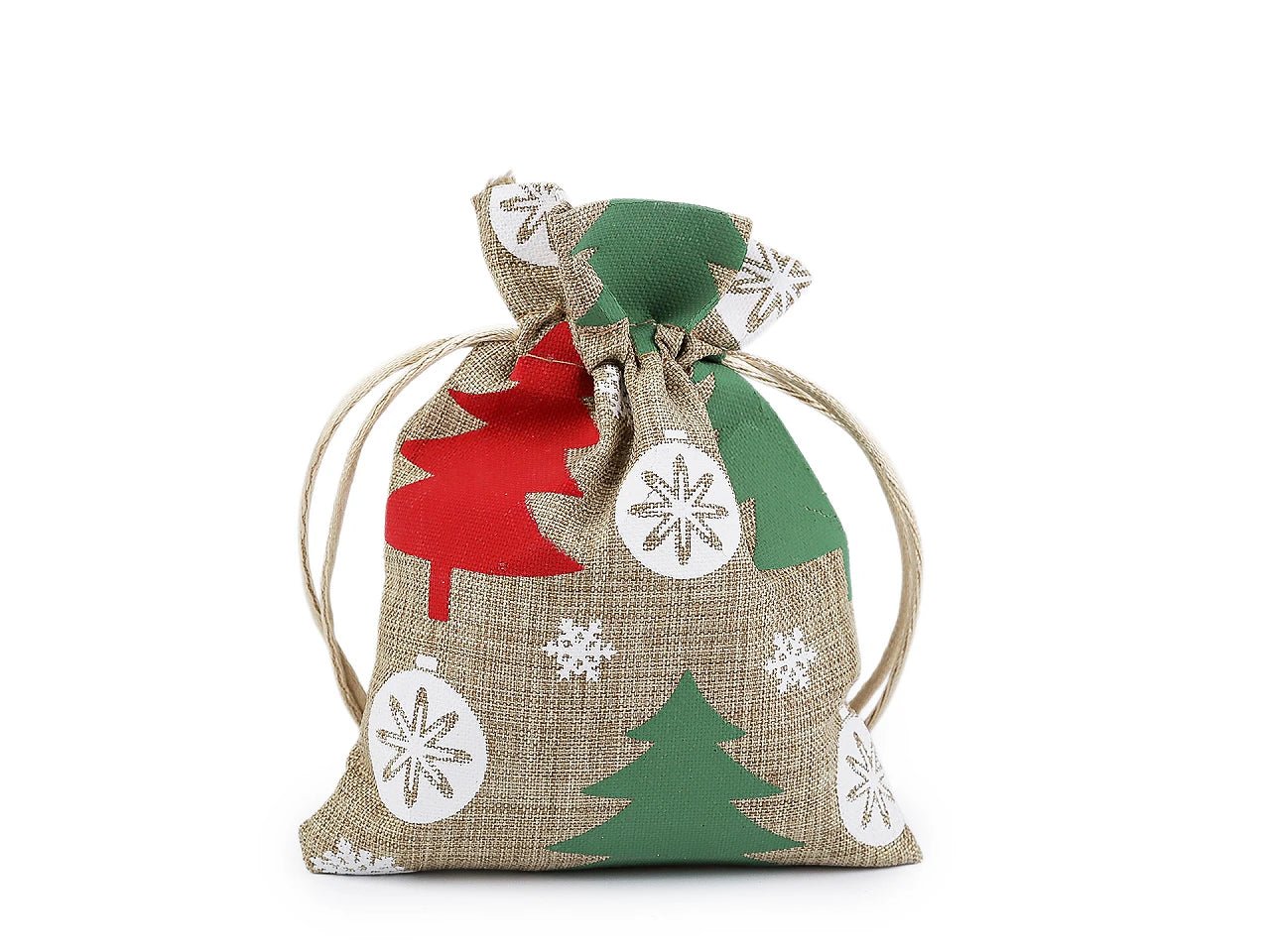 Image of a Christmas-themed bag | 10×13 cm | assorted shades – available at Šarlotes audumi