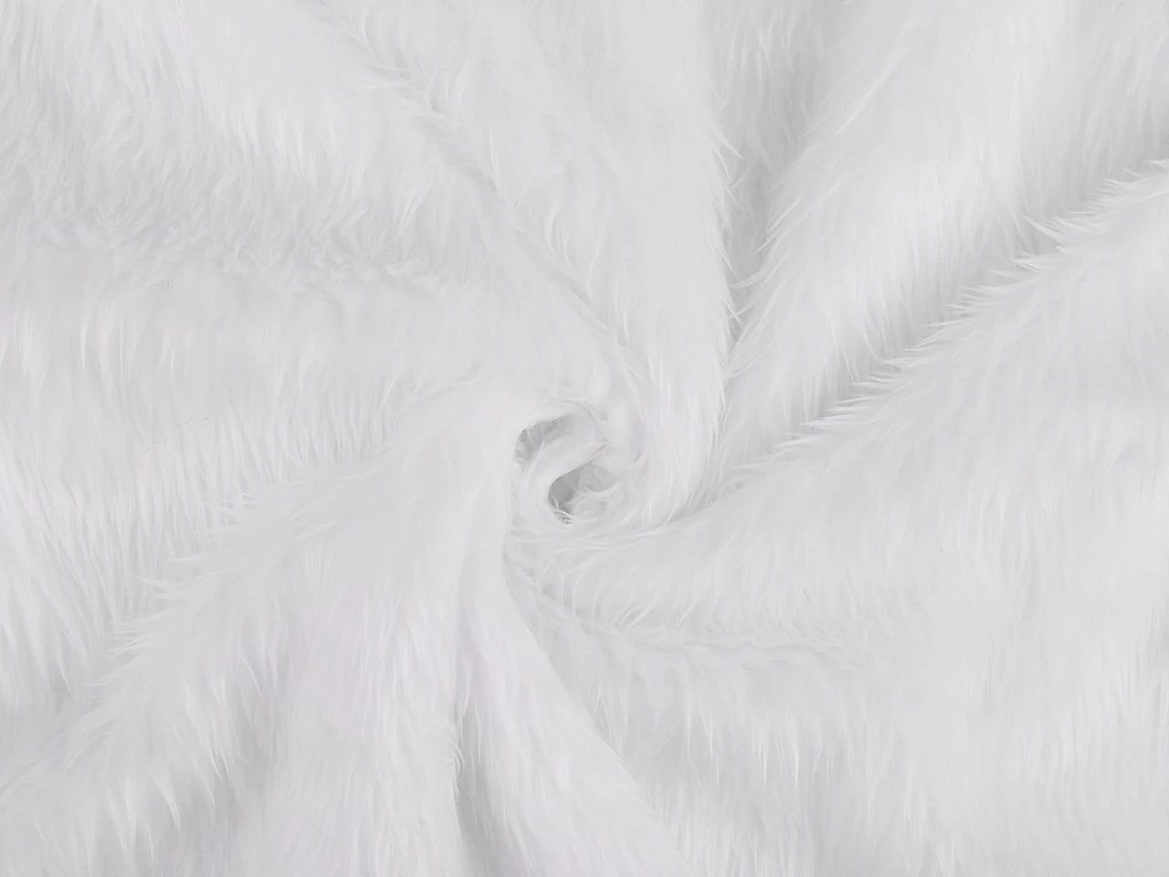 Image of long-pile faux fur – white – available online at Šarlotes audumi