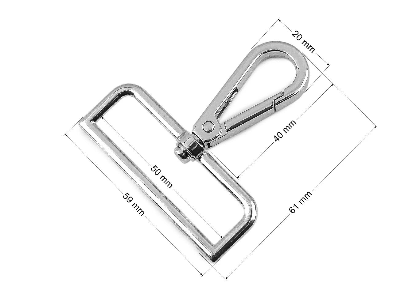 Image of Metal carabiner 50 mm - silver – available at Šarlotes audumi