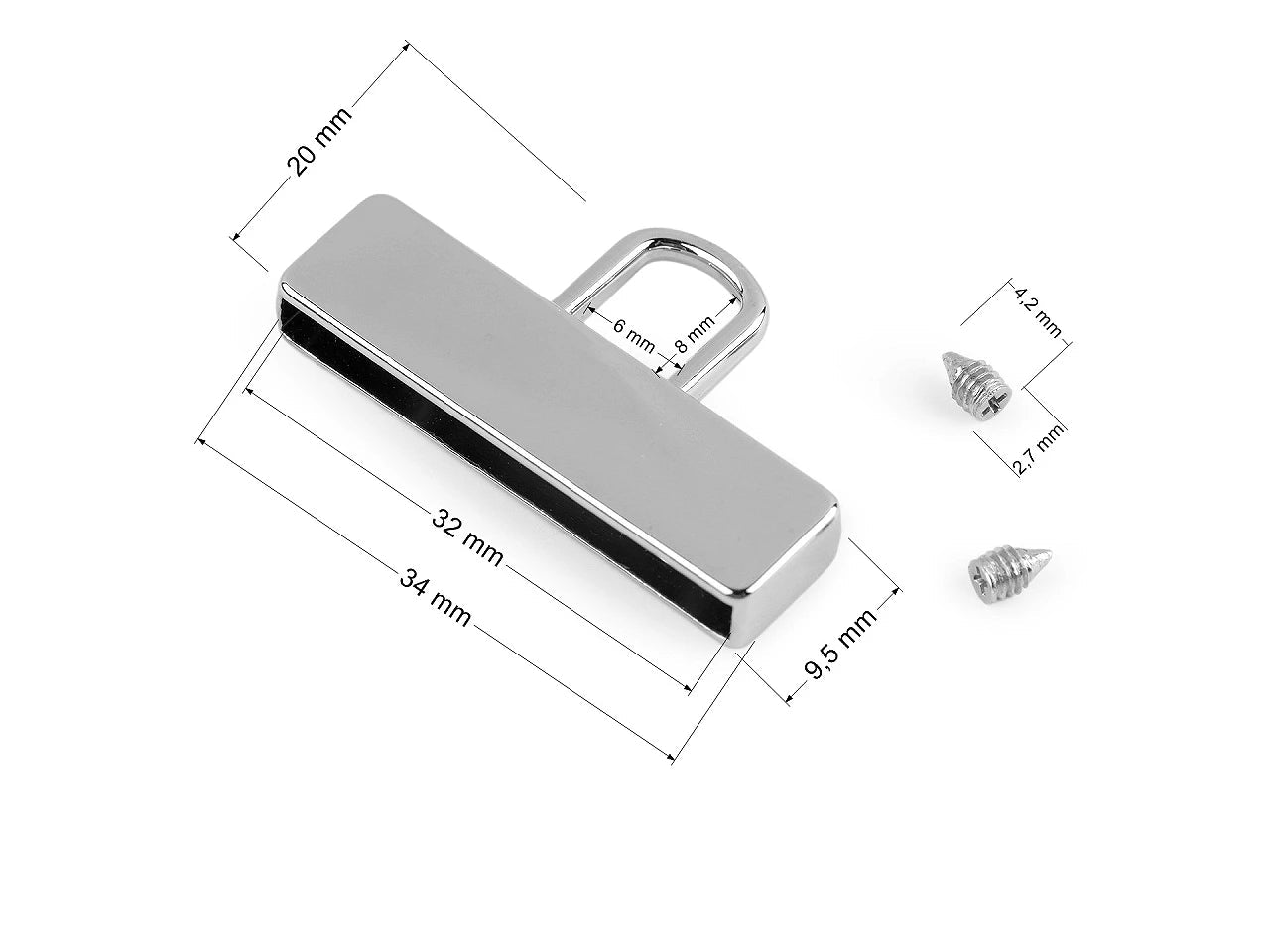 Metallband-/Gummieenden mit Schlaufe 32 mm – erhältlich bei Šarlotes audumi