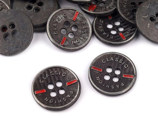 Image avec bouton en métal « Classic » - 16,5 ou 20,3 mm – disponible chez Charlotte Tissus