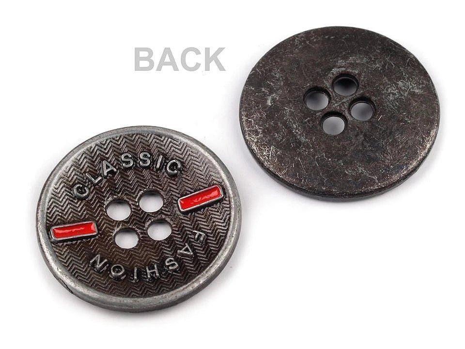 Attēls ar Metāla poga “Classic” - 16,5 vai 20,3 mm – pieejams Šarlotes audumi
