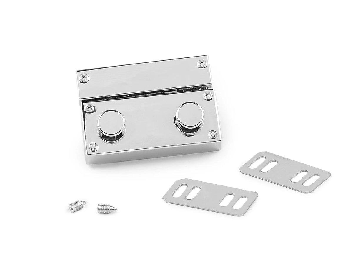 Image of metal bag clasp 27 × 41 mm – silver – available online at Charlotte's Fabrics