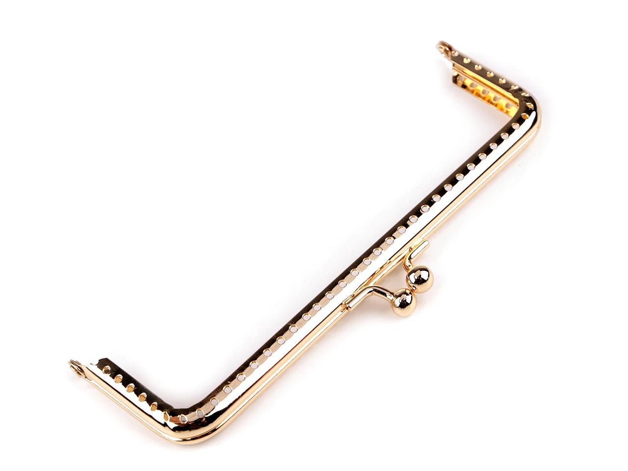 Image of a metal frame for sewing a purse, 15.5 × 9 cm - rose gold tone – available at Charlotte's Fabrics
