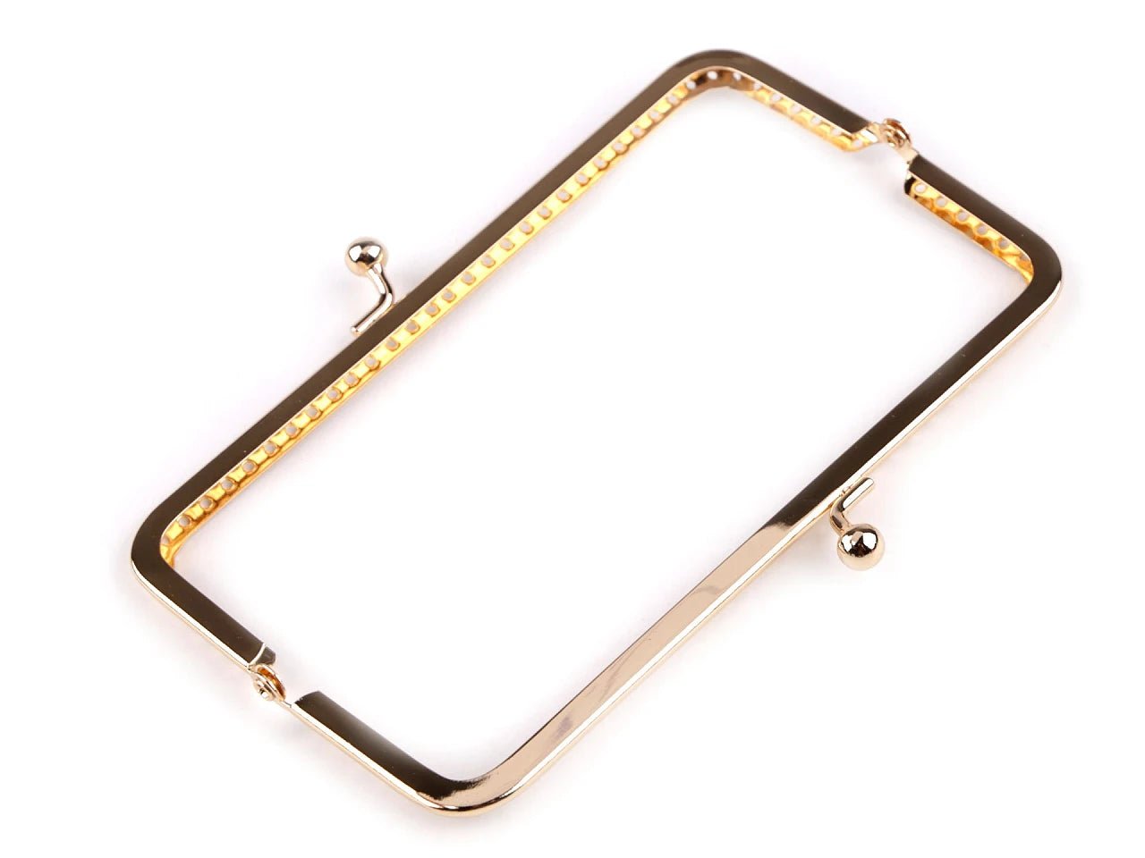 Image with metal purse frame for sewing, 15.5 × 9 cm - rose gold tone – available at Charlotte's Fabrics