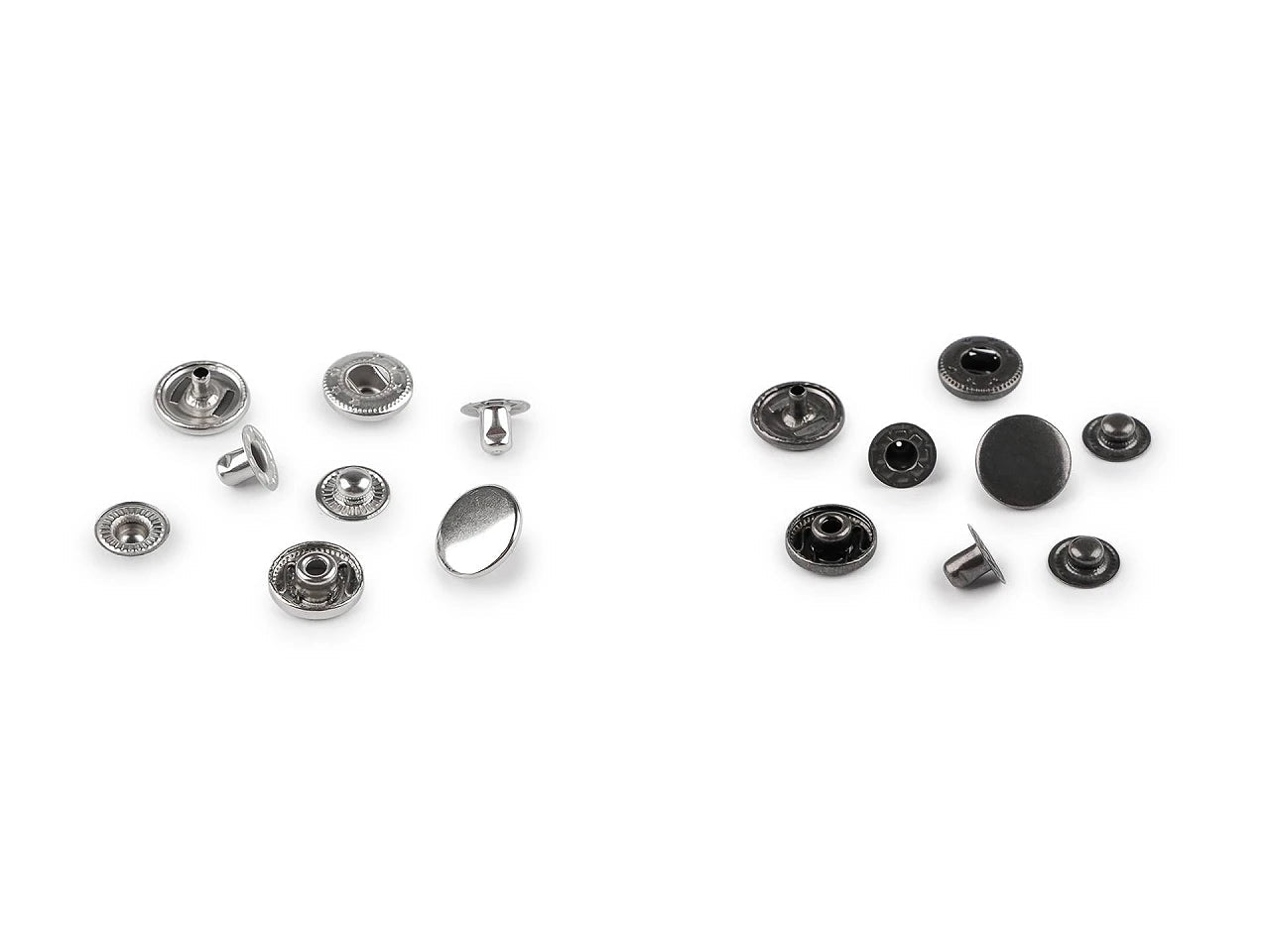 Image de boutons-pression métalliques Ø15 mm (acier inoxydable)|50 pièces – disponible chez Šarlotes audumi