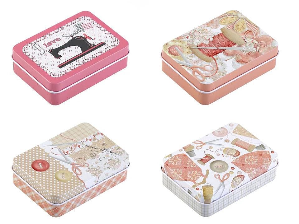 Image de boîte à couture en métal – disponible chez Šarlotes audumi