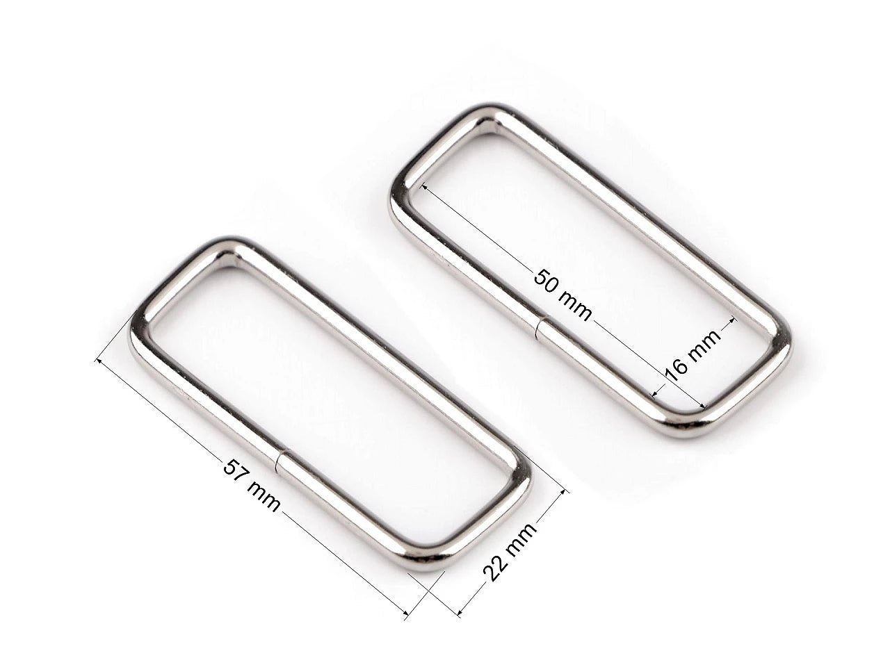 Image with Metal rectangle 50 mm – bag and strap hardware – available at Charlotte's Fabrics